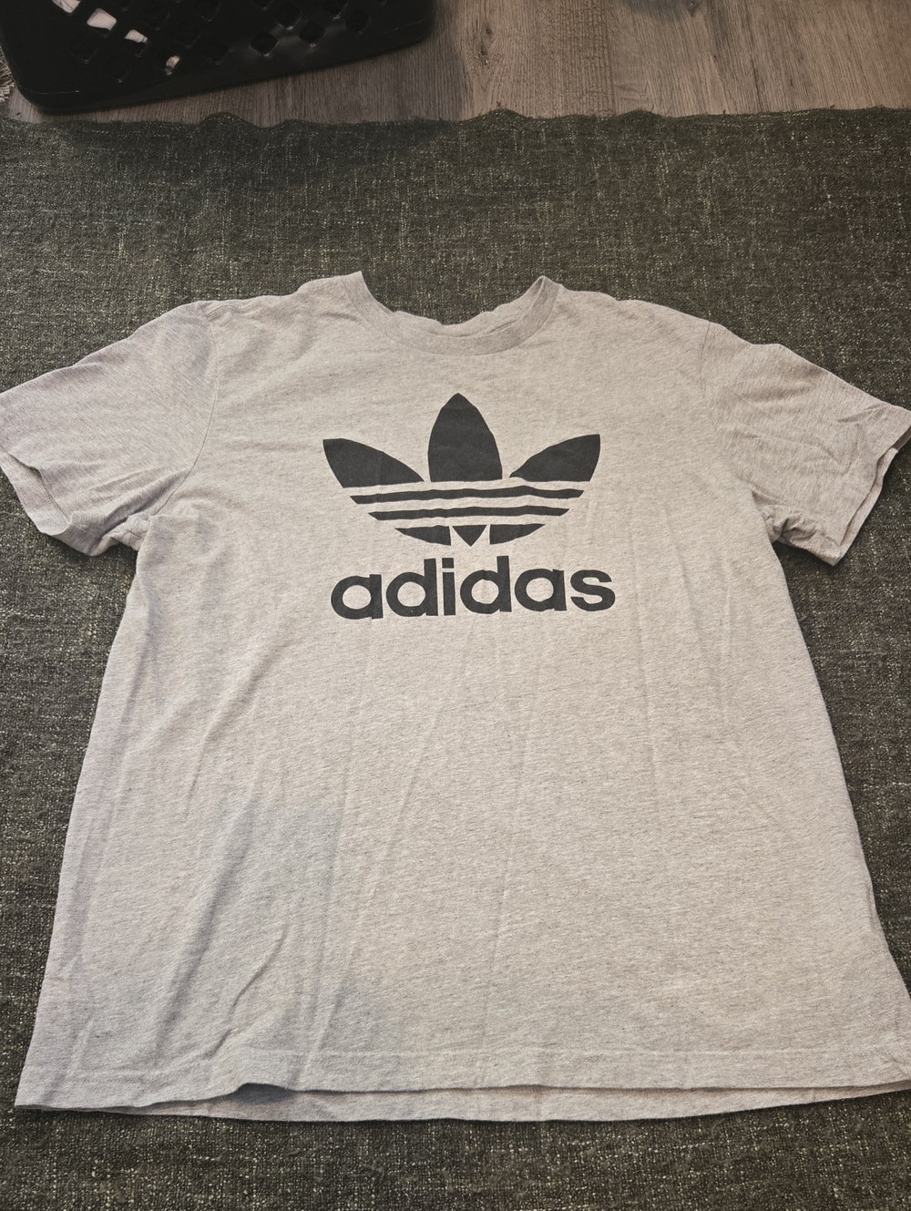 Adidas Gray Crewneck Tee with Black Trefoil Logo
